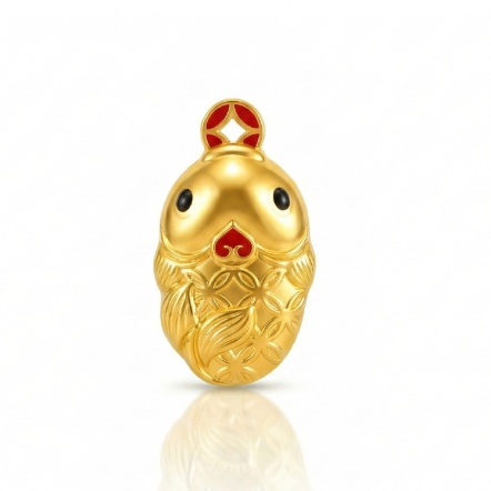 魚咬錢古法金琺瑯10克金塊