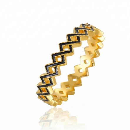 幾何脈動古法金琺瑯戒