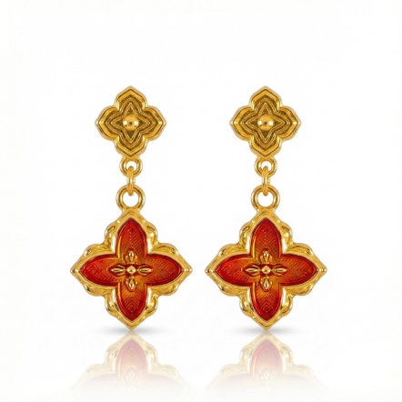 橙花之戀琺瑯耳環