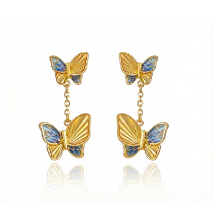 蝶羽紛飛琺瑯耳環