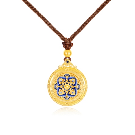 青花瓷語古法金套鍊-小