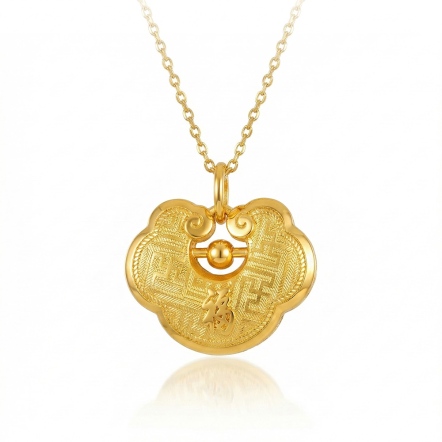 天賜鴻福如意鎖雲錦金小兒胖鎖