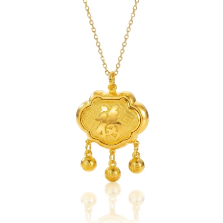 天賜鴻福福字雲錦金小兒胖鎖