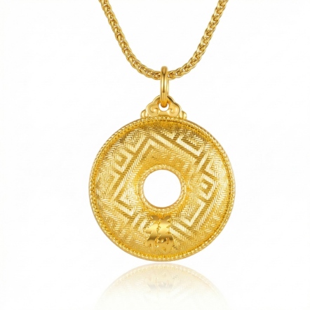 平安扣福字雲錦金墜