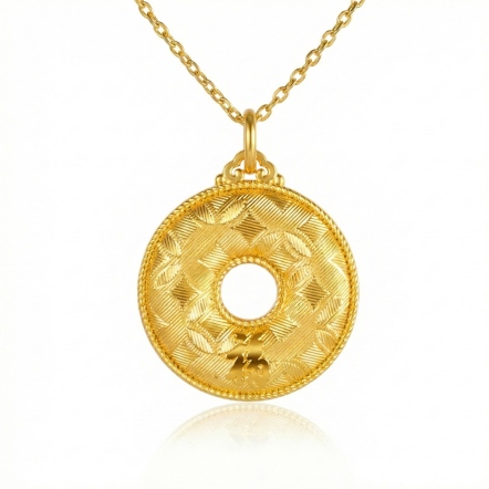 平安扣福字雲錦金墜