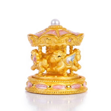 童夢旋轉木馬3D硬金珍珠琺瑯擺件