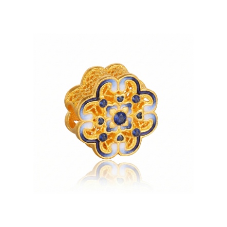 金珀映藍古法金串珠