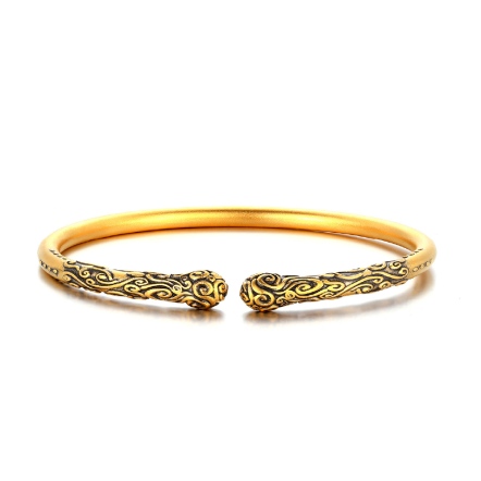 祥雲金箍古法黑影金手環