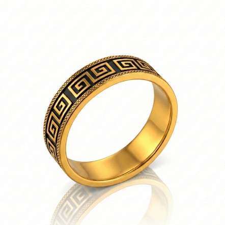 迴紋貫金黑影金戒