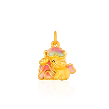 彩紅金山馬3D硬金墜