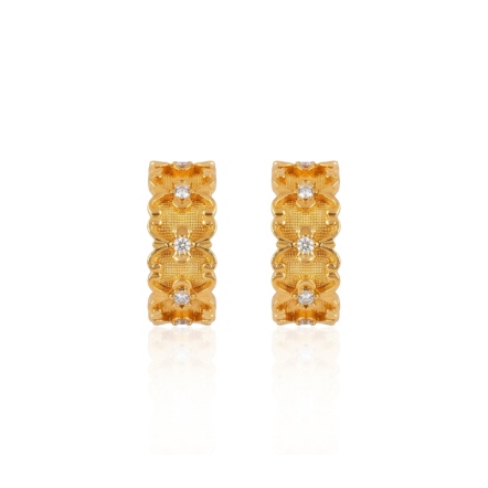 金色織夢鑽石黃金耳環