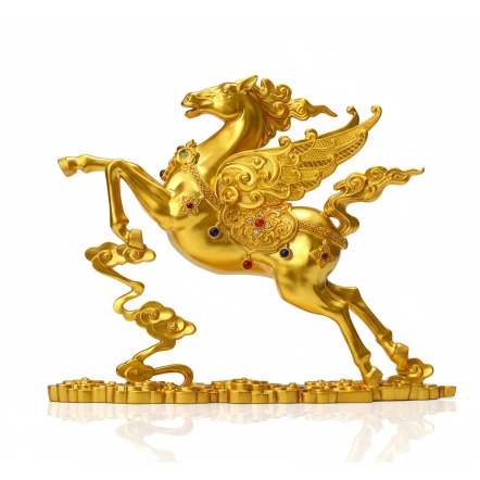 翼馬當先古法金擺件