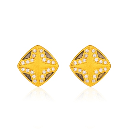 夜空之星古法黑影金鑽石耳環