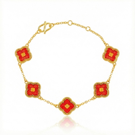 幸運紅花琺瑯手鍊