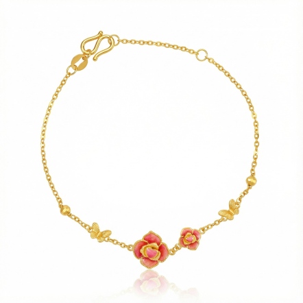 蝶舞玫瑰琺瑯手鍊