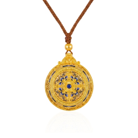 青花瓷語古法金套鍊-大