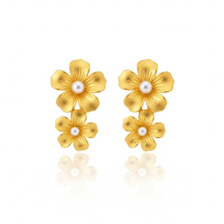 晨露花語黃金耳環