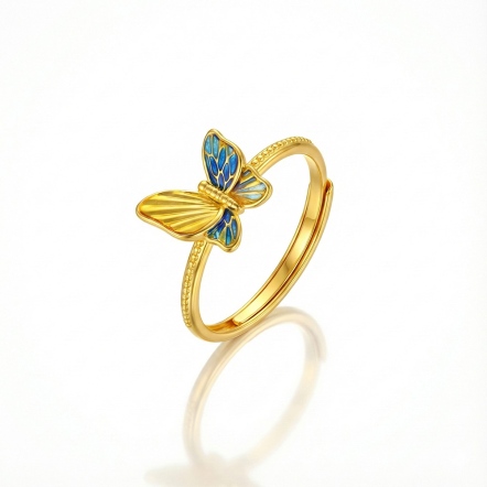 蝶羽紛飛琺瑯戒指