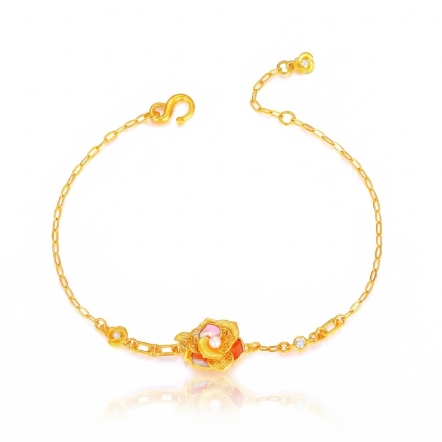 粉貝嫣然古法金珍珠手鍊