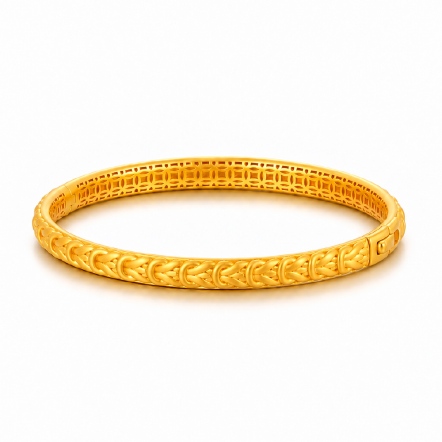純金刻絲藤編古法金手環